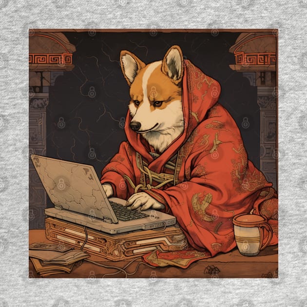 Ancient Japanese Hacker Corgi by AtomicChonk